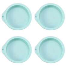 4-Delige Siliconen Cakevorm Ronde Taartlaagset Siliconen Bakvormen voor Bakgereedschap Regenboogcake en Mousse, Blauw, 4 Inch
