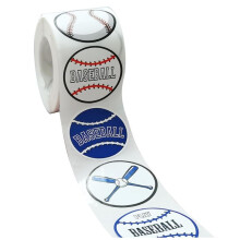1 Roll/500Pcs Baseball Stickers 1.5inch Baseball Labels Roll Stickers for Baseball Party Supplies Decorations Favors