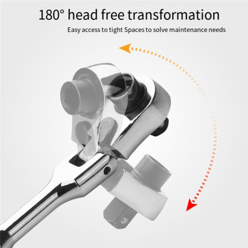 2-In-1 Round Handle Ratchet Wrench 1/4 Double Ended 72 Teeth Quick Spanner Tool Screwdriver Socket Bit 2