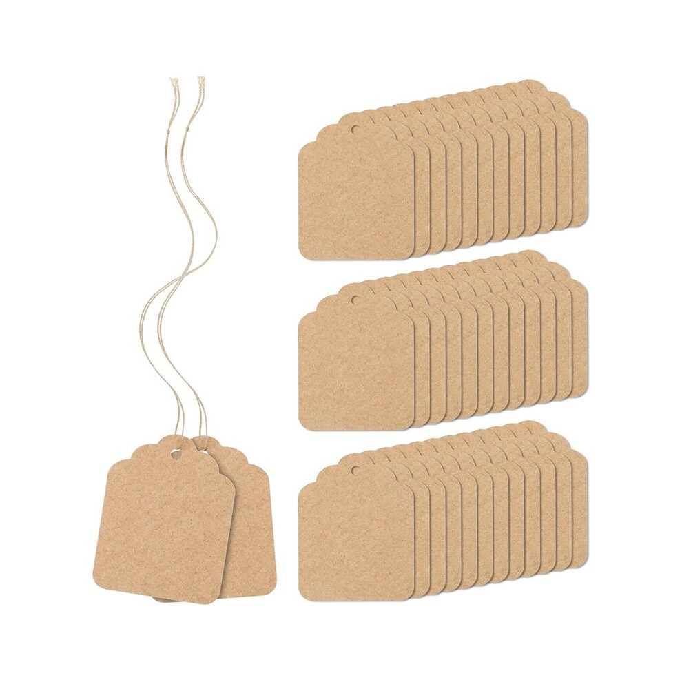 Tlily 500Pcs Price Tags With String Attached Brown Paper Gift Bags Tags Marking Strung Tag, 1.4 Inch X 1.8 Inch