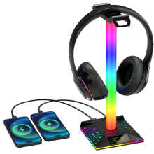 Soporte para Auriculares para Juegos Luz RGB con Dos Puertos USB Luz de Soporte para Auriculares Táctil de Audio de 3,5 mm