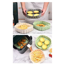 2PCS Air Fryer Silicone Baking Tray Reusable Square Air Fryer Pan Silicone Mold Microwave Pads Baking Mat Pot Tray,C