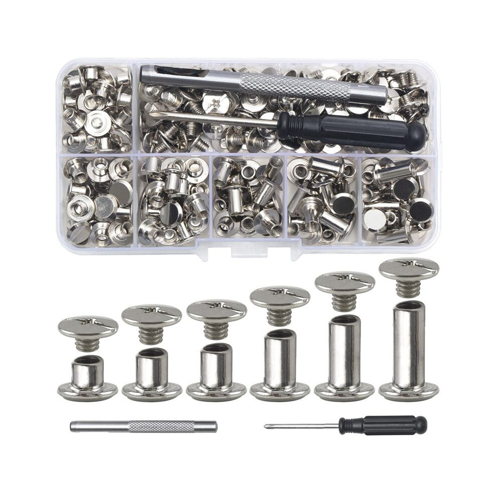 Chicago Screw Leather Rivets Assorted Screw Rivets M5 Chicago Binding Screws For Decorating Pu Belts(110Pcs)A 4714117484597