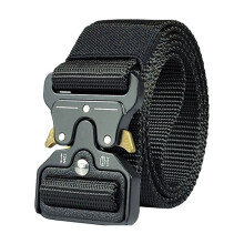 Hoogwaardige Multifunctionele Nylon Heren Campingriem Outdoor Wilderness Heavy-Duty Riem (Zwart)