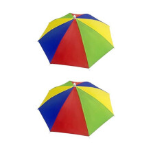 2Pcs Umbrella Hat 21 Inch Elastic Foldable Funny Party Cap, Colorful Silly Hat for Adults and Children
