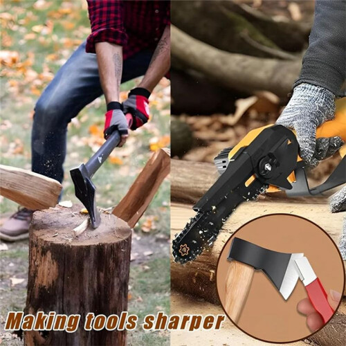 Portable Quick Sharpener, Hand Held Knife Garden Tool Sharpener Stone, Lawn Blade Sharpener (Black & Red,6Pcs) 2