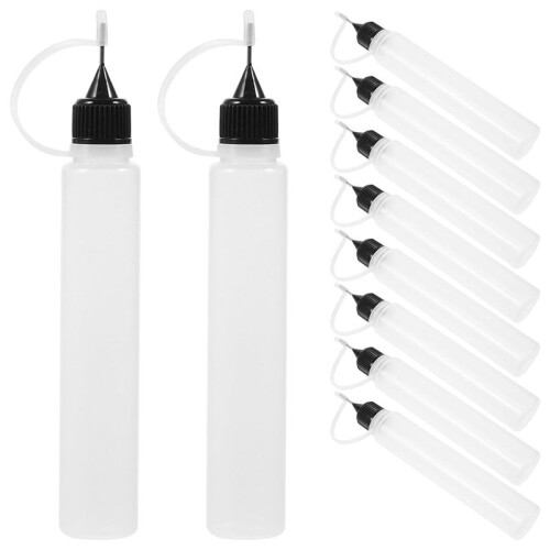 Needle Tip Glue Bottles, 10Pcs Needle Glue Squeeze Bottle Precision Tip Applicator Translucent Glue Bottles