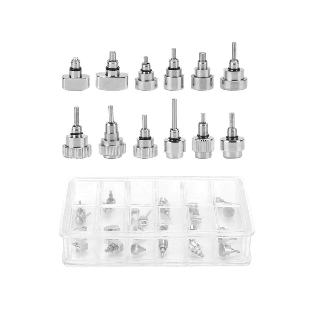 Stainless Steel Watch Push Press Button,12 Grid/Box Watch Repairing Tool Accessory,Replacement Kit Watch Repair Tool 4711640046742