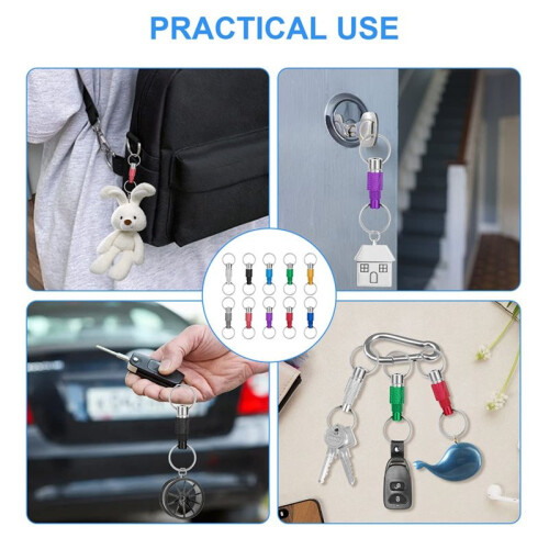 7pcs Quick Release Detachable Keychain, Double Rings Pull Apart Keychain, Spring Split Snap Seperate Keychain 2