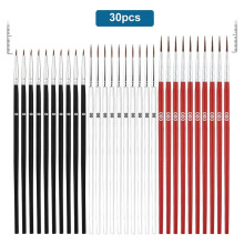 30Pcs Small Detail Paint Brushes, 3 Sizes 0 00 000 Small Lined Tip Paint Brushes for Crafts Watercolor Acrylic B