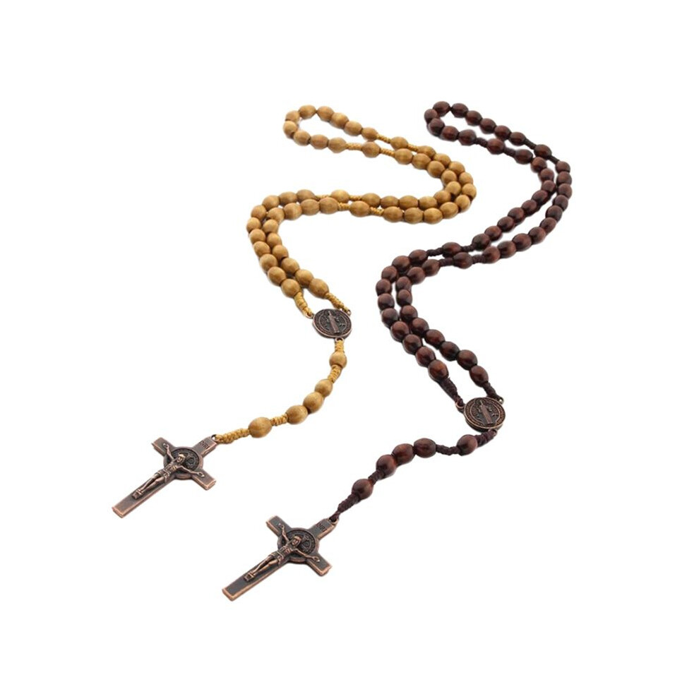Men's Hand Made Wooden Rosary Necklaces Catholic Pendant Necklaces For Wo Jewelry Christian Prayer Religious Gift