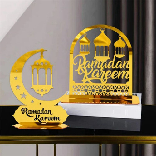 Ornamentos AcríLicos Ramadan Kareem Lanterna Estrela Lua Dourada DecoraçõEs Eid Mubarak C 2
