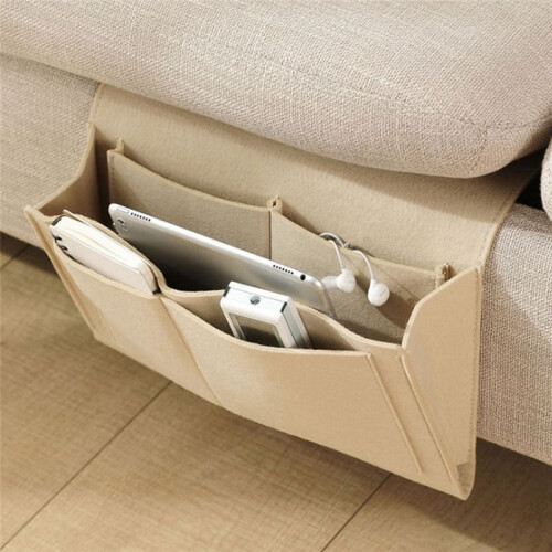 Bedside Storage Organizer Anti-Slip Bedside Bag Bed Sofa Side Pouch Hanging Couch Storage Black 2
