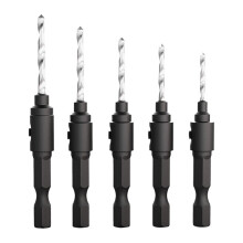 Set di 5 Apri Fori per la Lavorazione del Legno, Viti Esagonali, Strumenti Hardware, Svasatore, Trapano, Svasatore, Punteruolo, Alesatore per Fori