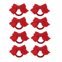 8 Anillos Servilleteros con Lazo Rojo, Lazo de Terciopelo, Servilletero NavideñO, Hebilla, DecoracióN de Mesa para Cena NavideñA