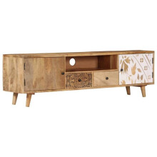 Mueble de televisión buffet tv diseño práctico 140 cm madera de mango maciza 2502072