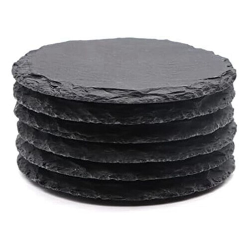 6 Pack Round Rock Drink Coasters, 4 Inch Rock Stone Coasters Bulk Cup Coasters with Anti-Scratch Bottom