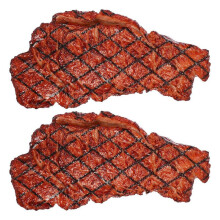 2Pcs Artificial PVC Steak Simulation Food Model Cooked Roast Beef Meat Home Kitchen Market Display Photography Props