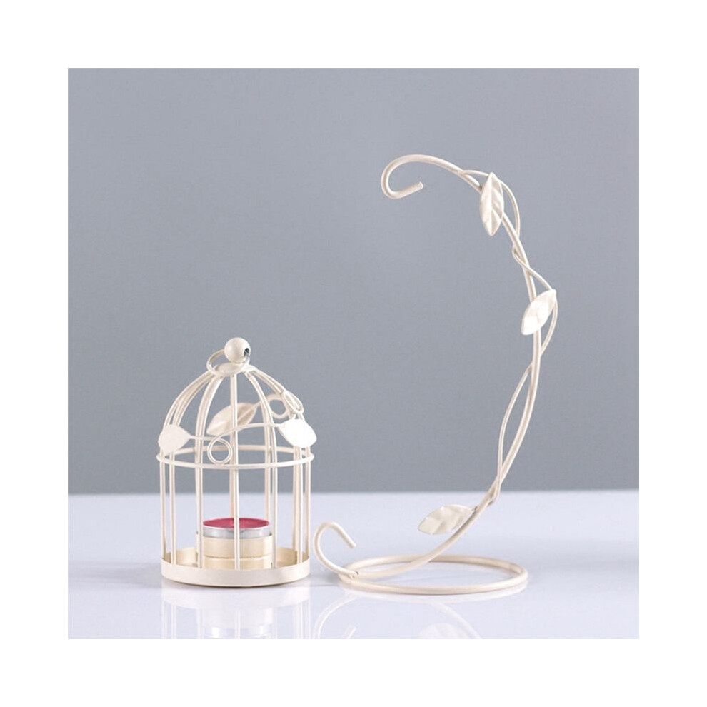 Semoic Metal Candle Holder Hollow Out Bird Cage Vintage Hanging Candlestick Lantern For Home Wedding Centerpiece Decoration B