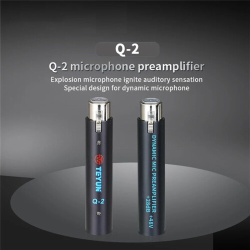 TEYUN Q2 Microphone Dynamic Preamplifier 28Db Gain Dynamic Mic Amplifier 48V Metal Structure Q-2 for Live 2