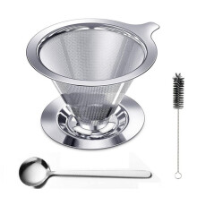 Stainless Coffee Filter Reusable Double Layer Filters Funnel Coffee Dripper Filter Cup Durable Coffee Tools 4-6 Cups