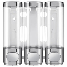 3-In-1 Room Wall Mounted Bathroom Shower Pump Dispenser and Organizer - Can Be Used for Shampoo,Conditioner,B