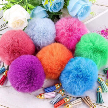 160 PCS Sleutelhanger Pom Pom Tassel Set Pluizige Pom Pom Ballen Gouden Sleutelhanger Nepbont Pom Pom voor DIY Projecten, Willekeurige Kleur