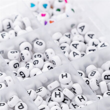 1200 StüCk AZ WeißE, Flache, Runde, Schwarze Buchstaben, Englisches Alphabet, Acrylperlen-Set, DIY-Schmuck, ArmbäNder, Halskettenherstellung