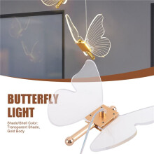 Butterfly LED Pendant Lights Nordic Golden Bedside Chandelier Lighting for Living Room Bedroom Bedside Lamp B