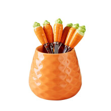 Simpatico Set Forchette Frutta in Vaso Ceramica Forchetta Torta in Acciaio Inossidabile 304 Forchetta Dessert per Feste a Casa Simpatico Vasetto