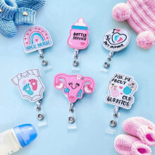6 Pcs Labor and Delivery Nurse Badge Reels NICU Nurse Retractable Cute Badge Holder with Alligator Clip