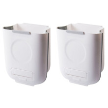 Hanging Kitchen Trash Can,Collapsible Waste Bin,Small Plastic Folding Hang Garbage Can White