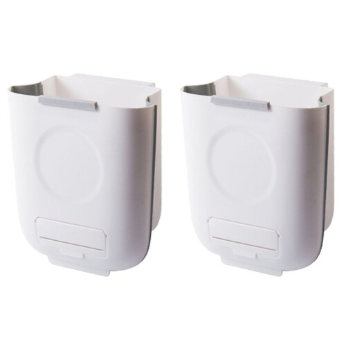 Hanging Kitchen Trash Can,Collapsible Waste Bin,Small Plastic Folding Hang Garbage Can White