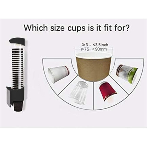 Disposable Cup Holder Wall Mounted ,Cup Dispenser, Paper or Plastic Cup Organizer Black 2