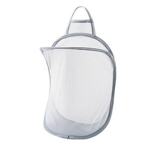 Mesh Collapsible Small Wall Laundry Baskets, Hanging Laundry Hamper, for Hotel, University Dormitory Use White 1