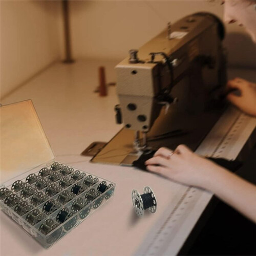 50 Pcs Metal Bobbins for Sewing Machine with Storage Box 1
