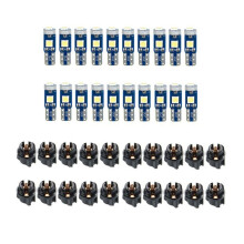 20Pcs T5 LED Lights for Car Dashboard Panel Gauge Indicator, 3030-3SMD Light Replacement with Twist Lock Socket - White