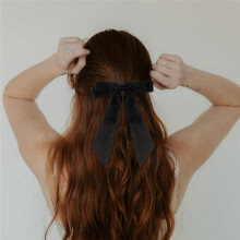 2Pcs Hair Bows for Women,Bow Hair Clips Barrette with Long Silky Satin Hair Ribbons for Women Girls-Beige&