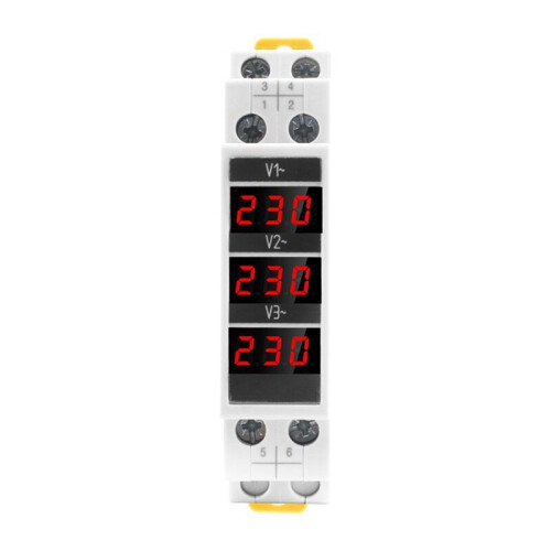 Modular LED Digital Three-Phase Voltmeter for Din Rail Voltage Meter AC80-500V 1