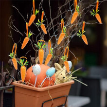 Enfeites Pendurados de Cenoura S-Easter - 12 Unidades de Cenouras Artificiais com Brilho de Espuma Premium para DecoraçãO de PáScoa