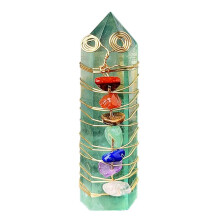 Natural Crystal Colorful Gravel Crystal Column Crystal Crafts Home Decoration Green,E