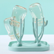 Baby Bottle Drying Rack with Drain Tray, Foldable Travel Design, Compact Green Space Saver