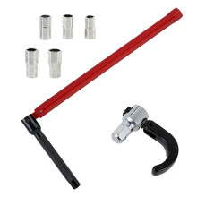 Faucet Wrench Carbon Steel Plumber Socket Wrench with 5 Sockets and 1 Chuck Tap Back Nut Wrench Kitchen Sink Keys, A