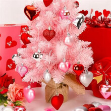 Valentines Day Heart Ornaments,Classic Silver Heart Shaped Hanging Baubles,Valentine's Day Heart Decoration