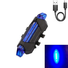 LáMpara de SeñAl para Casco de Bicicleta LáMpara Trasera Impermeable LED Estilo USB LáMpara Desmontable PortáTil de Ciclismo Recargable, A-Azul