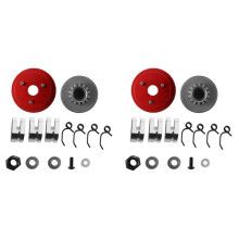 2X Clutch Bell Shoes Bearing 14T Gear Flywheel Assembly Kit Set for 1/8 HPI HSP Axial Himoto (Red+Silver)