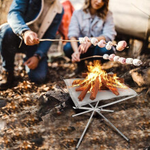 Portable Fire Pit and Folding BBQ Grill with Stainless Steel Mesh for Camping and Bonfire Parties