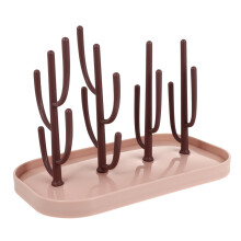 Baby Bottle Drying Rack Pink Cactus Style Countertop Holder Upside Down Drainer Durable Iron