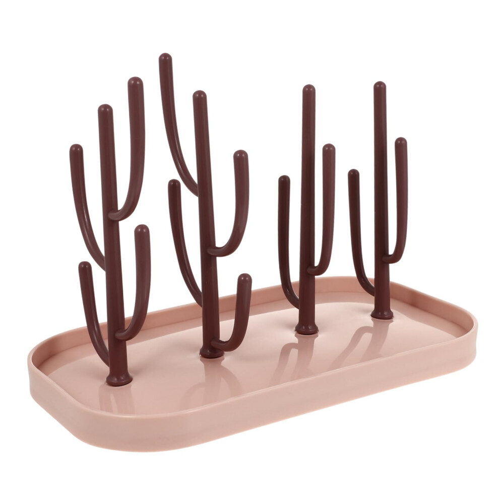 Baby Bottle Drying Rack Cactus Style Countertop Holder Upside Down Drainer Durable Iron Pink