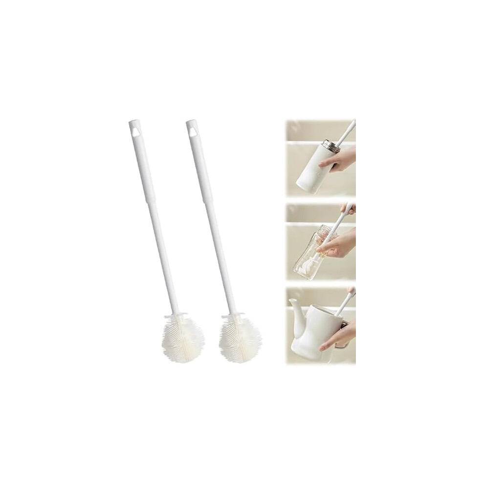 Silicone Bottle Brush Set with Long Handle, Flexible 360 Deep Cleaning for Narrow Neck Bottles